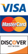 We accept Visa, MasterCard, and Discover